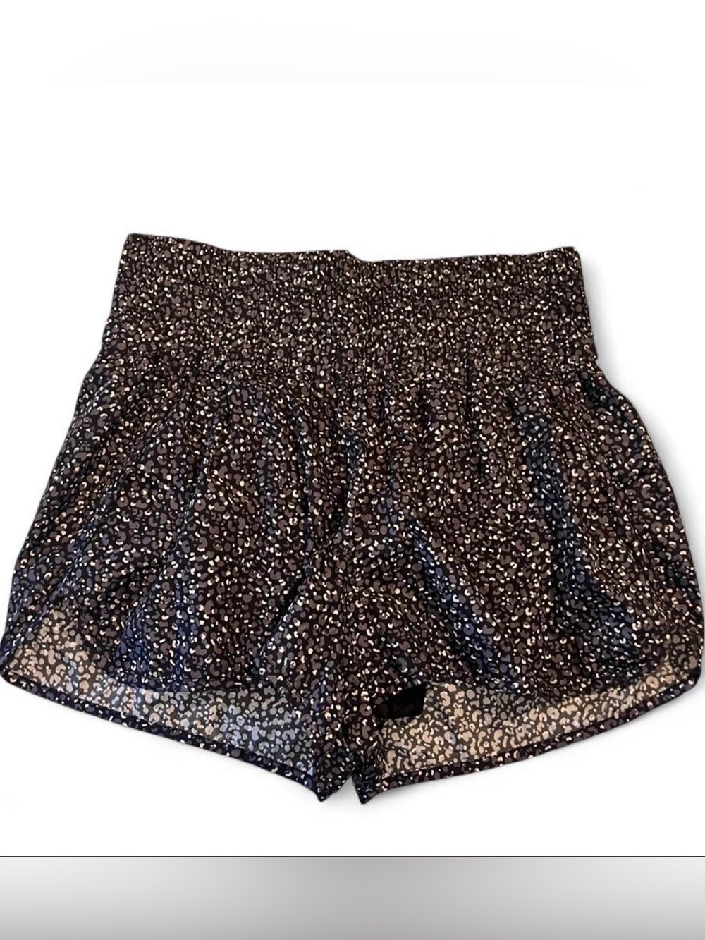 FP Movement by Free People Black Micro-Print Smocked Athletic Shorts